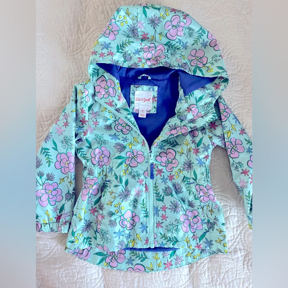 Cat & Jack Girls 3T Lightly Lined Floral Jacket